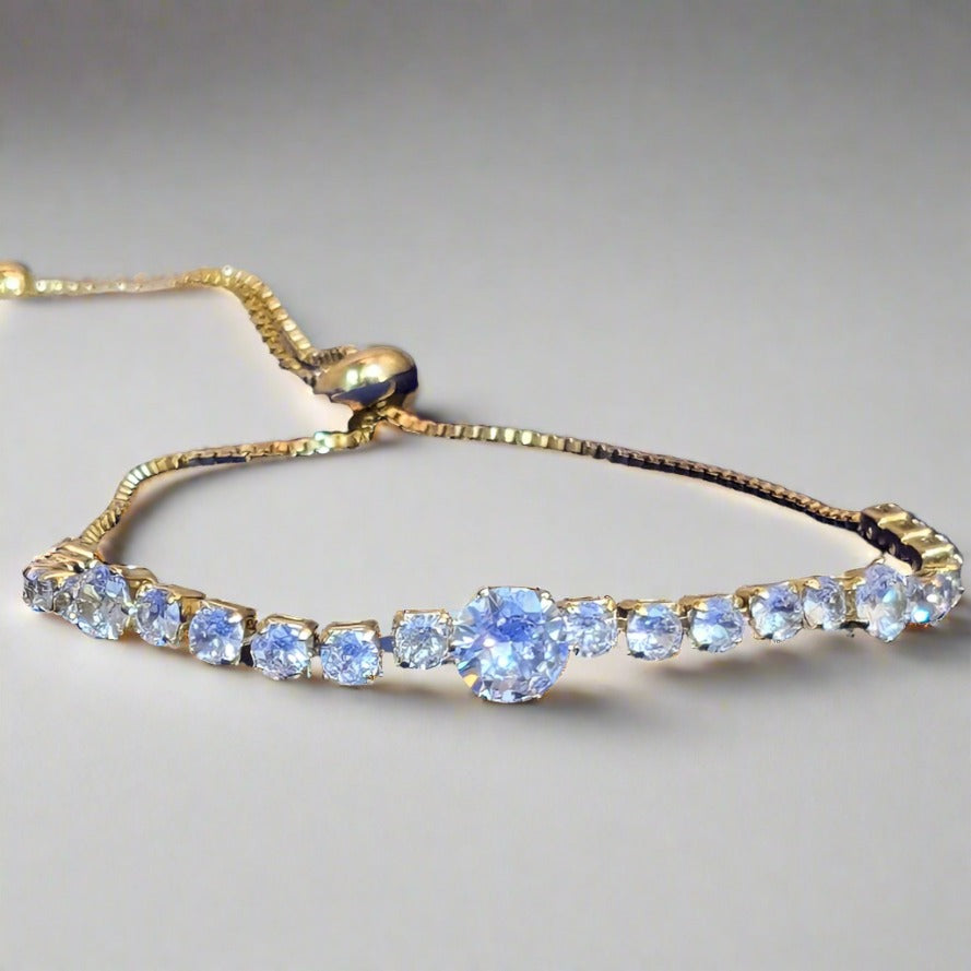 18KT Gold Plated Tennis Chain Bracelet with 5A Zirconia