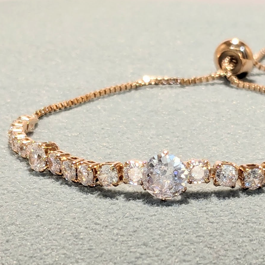 DIVA SERIES - Rose Gold Zirconia 5A Linear Tennis Chain Bracelet