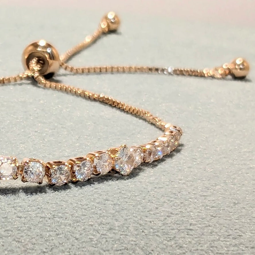 DIVA SERIES - Rose Gold Zirconia 5A Linear Tennis Chain Bracelet