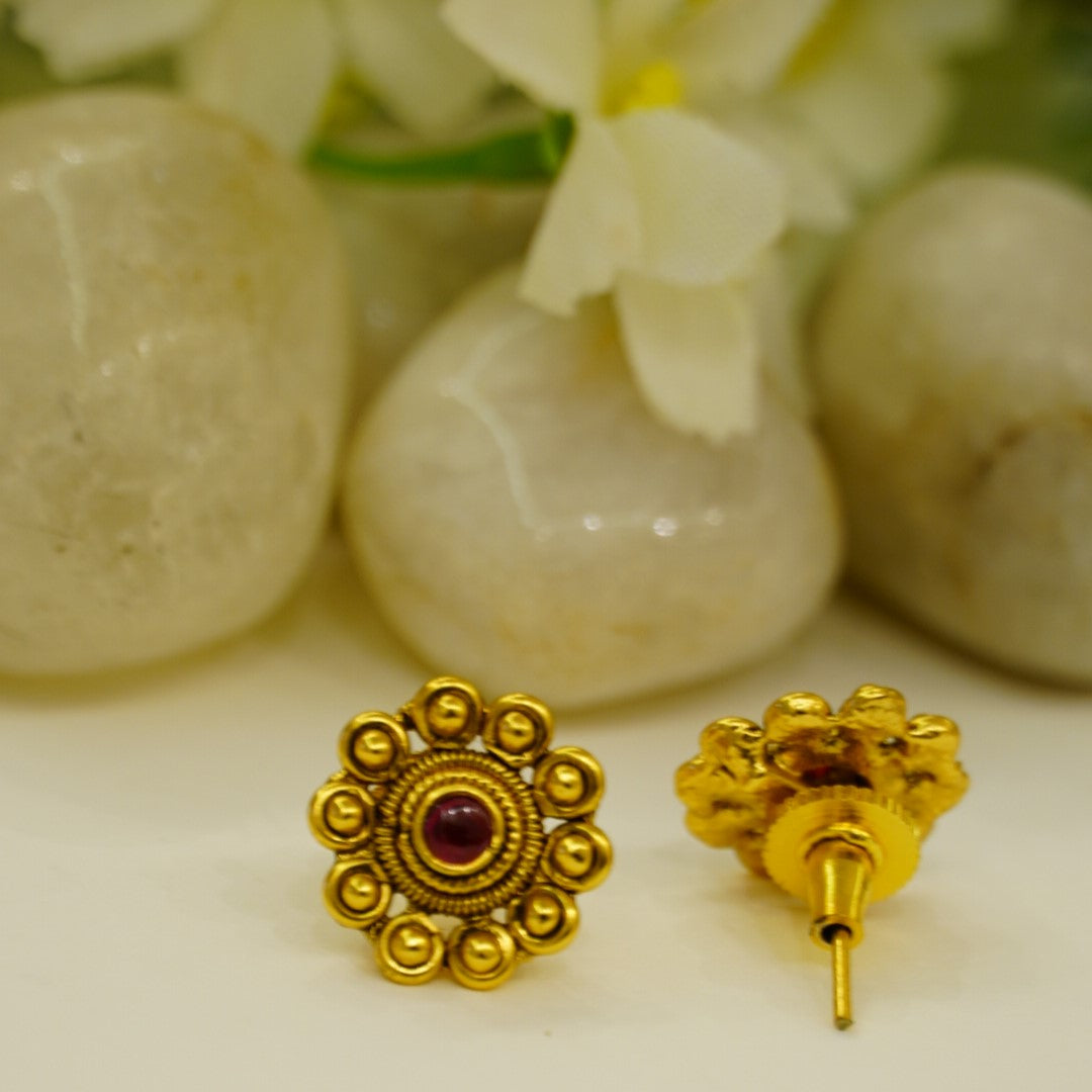 Elegant Drop Shape Ruby Studded Traditional Pendant Set