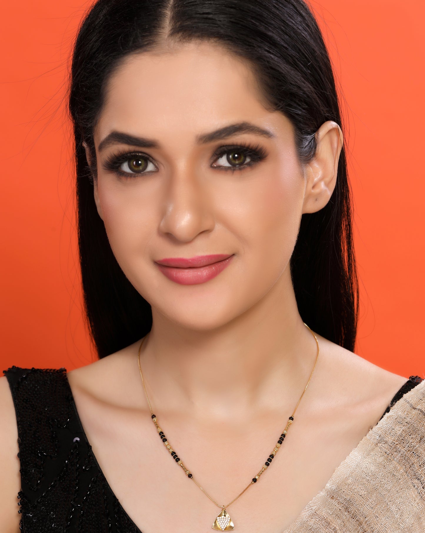 Gold-Plated Mini Triangular American Diamond Mangalsutra