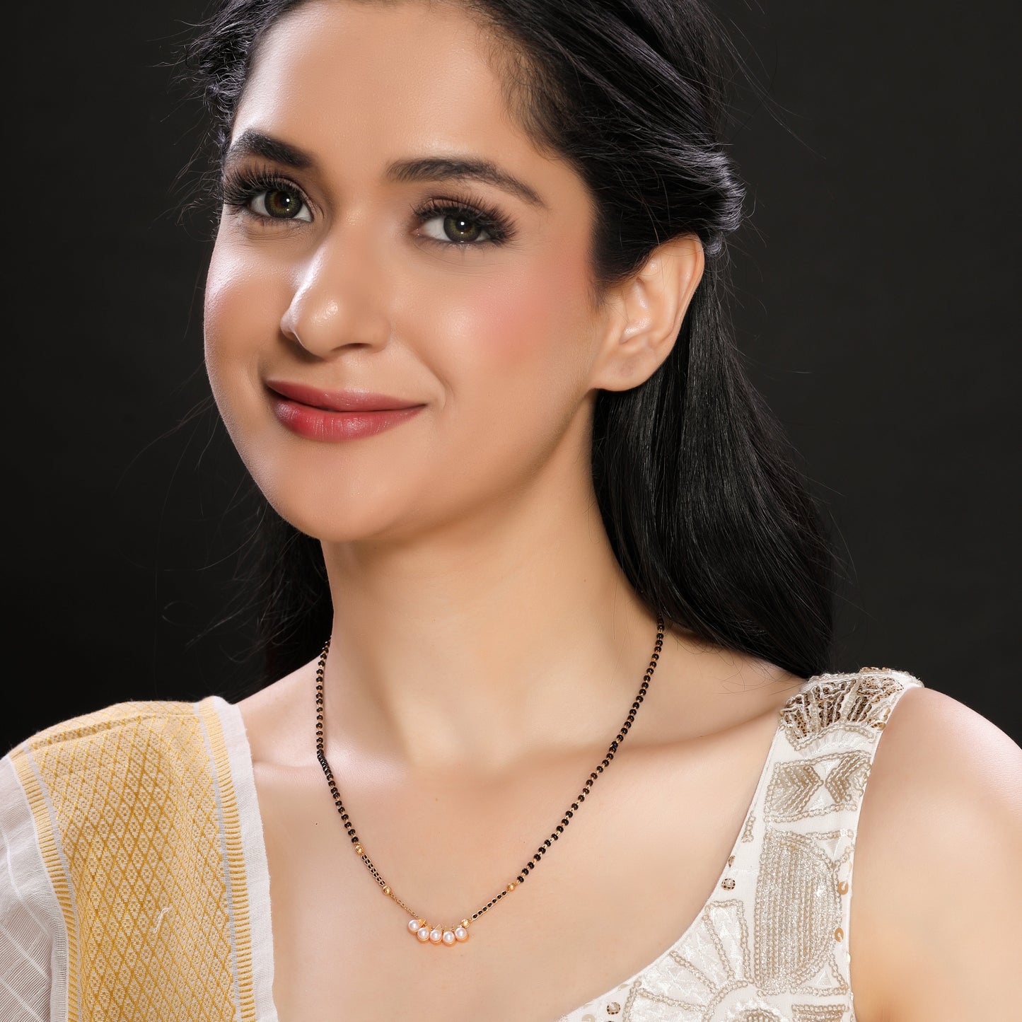 Stylish Moving Pearl Drop Gold-Plated Mangalsutra