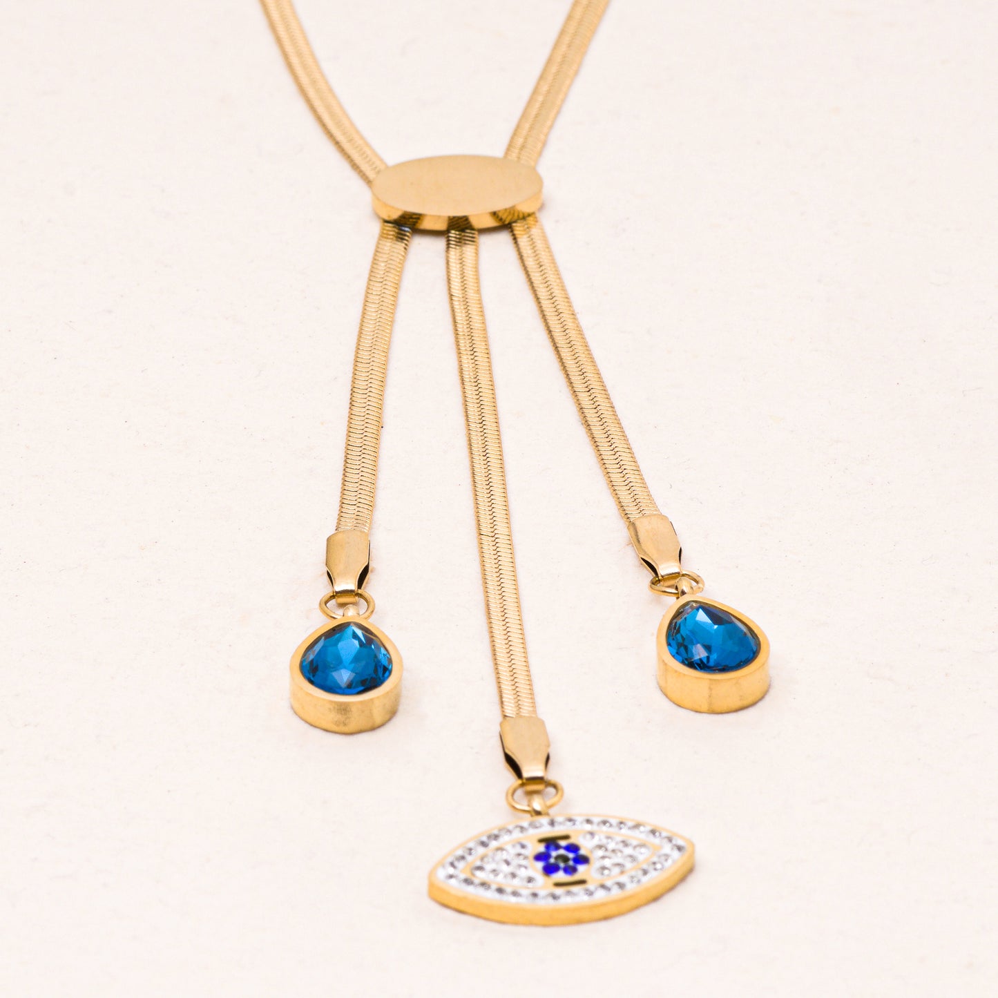 Evil Eye & Blue Pearl Pendant Western Necklace