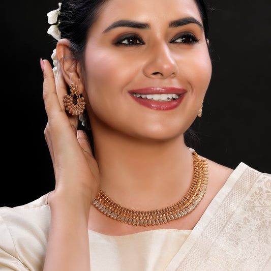 Royal Gold Plated Matte Finish Choker Necklace Set