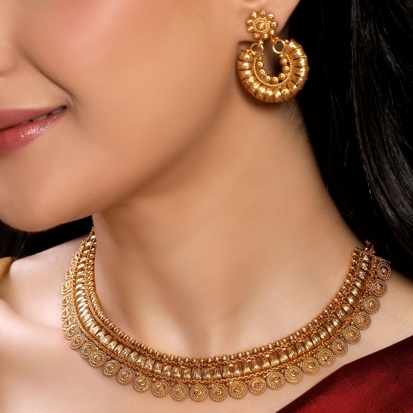 Antique Gold Plated Traditional Necklace Set
