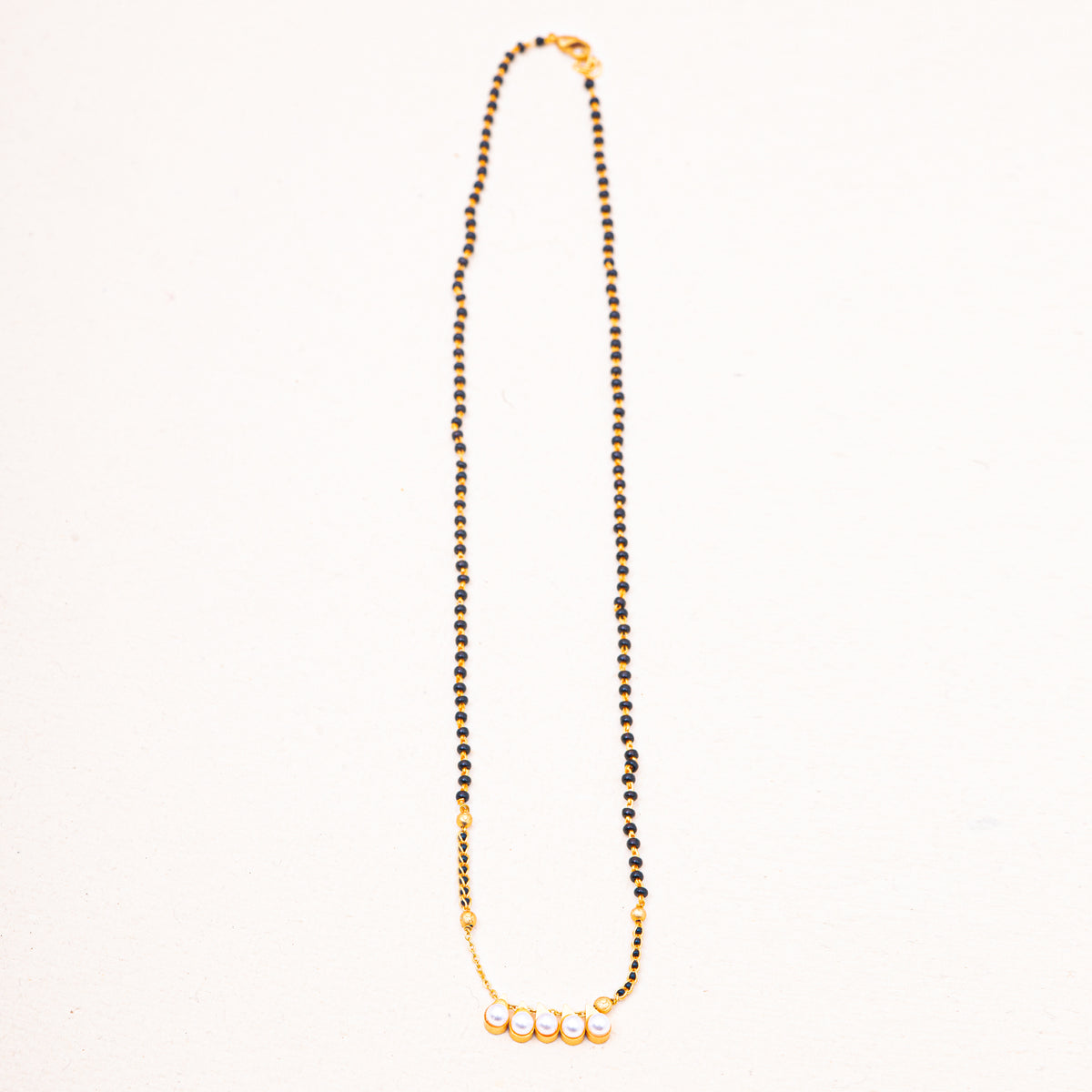 Stylish Moving Pearl Drop Gold-Plated Mangalsutra