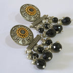 Oxidized Dual-Toned Black Stone Earrings