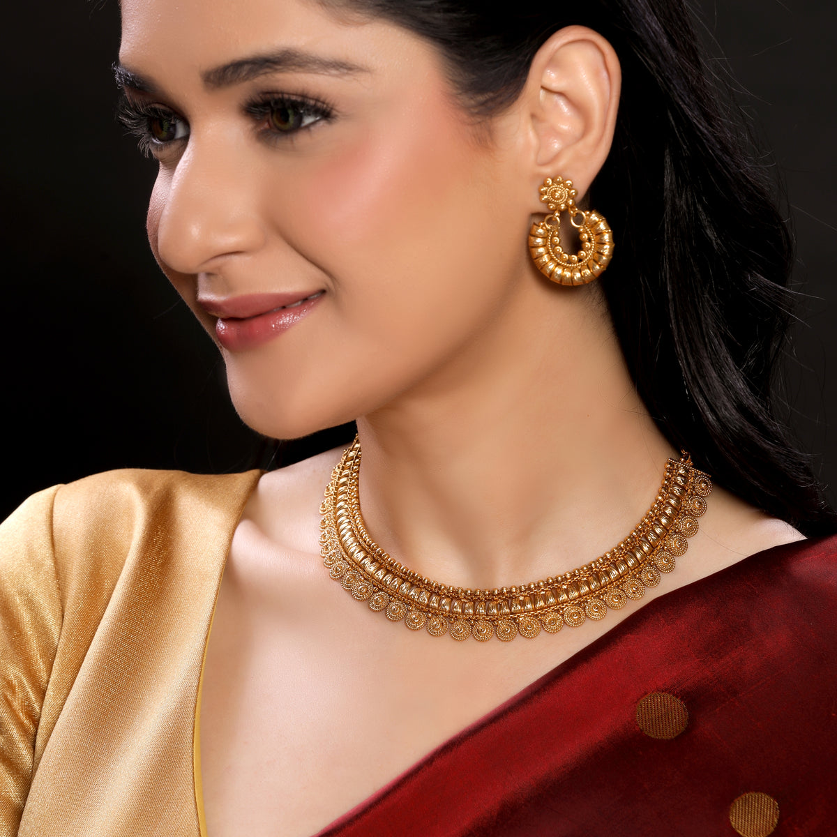 Antique Gold Plated Traditional Necklace Set