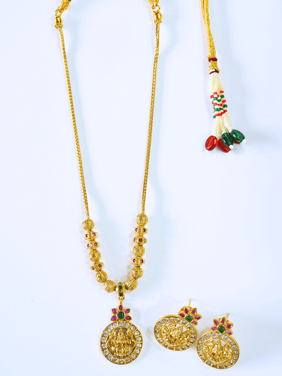 18KT Gold-Plated Brass Laxmi Temple Necklace Set