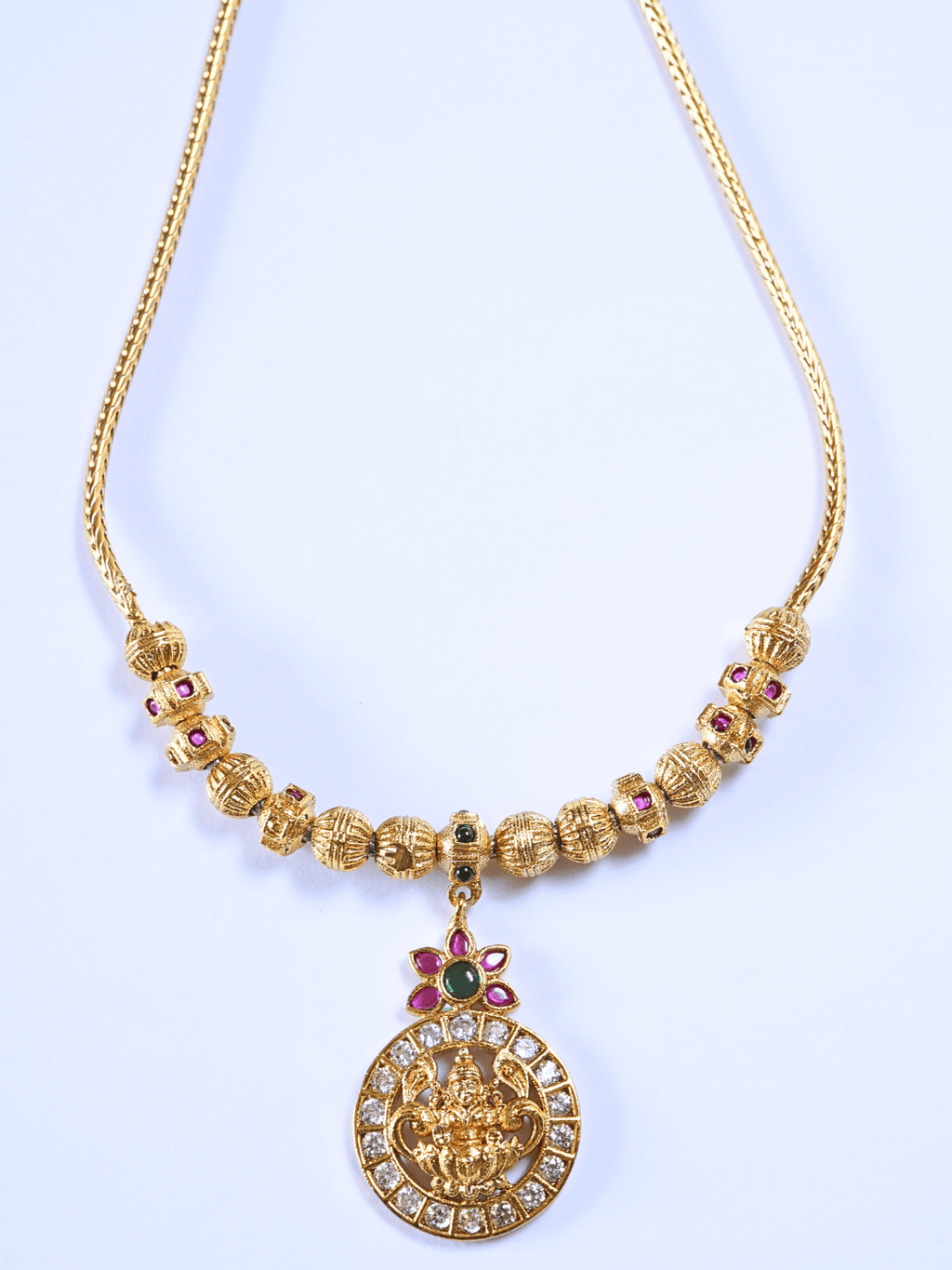 18KT Gold-Plated Brass Laxmi Temple Necklace Set