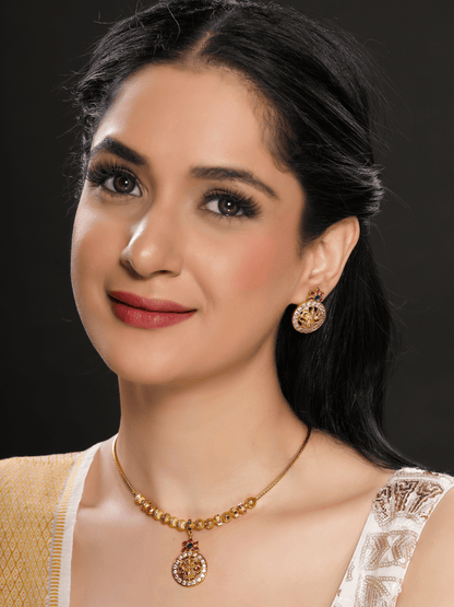 18KT Gold-Plated Brass Laxmi Temple Necklace Set
