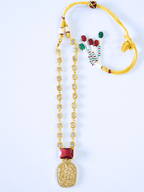 Indo-Western Brass Necklace Set with Bold Red Crystals n Zirconia