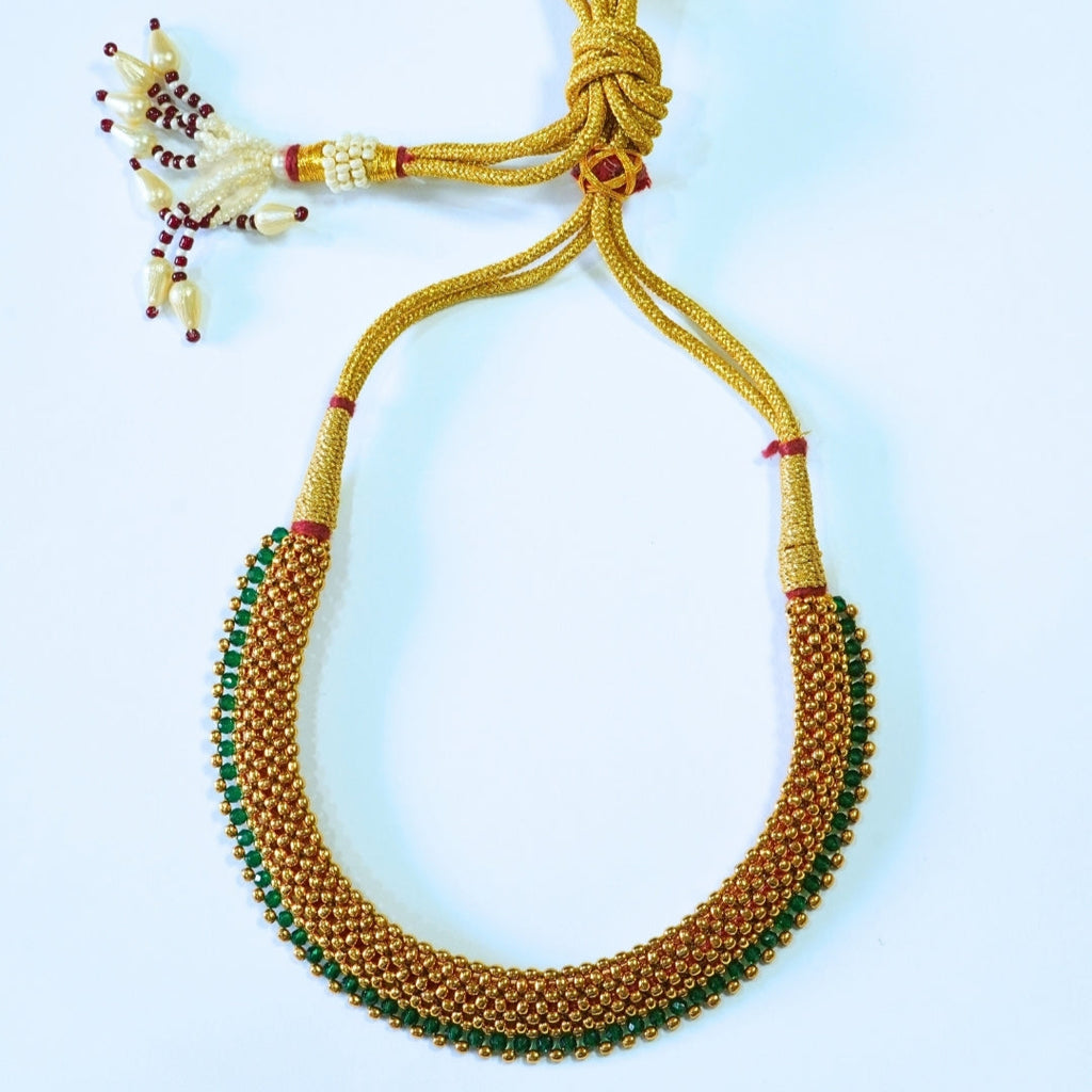 Ruby n Emerald Like Beaded Reversible Traditional Necklace Set