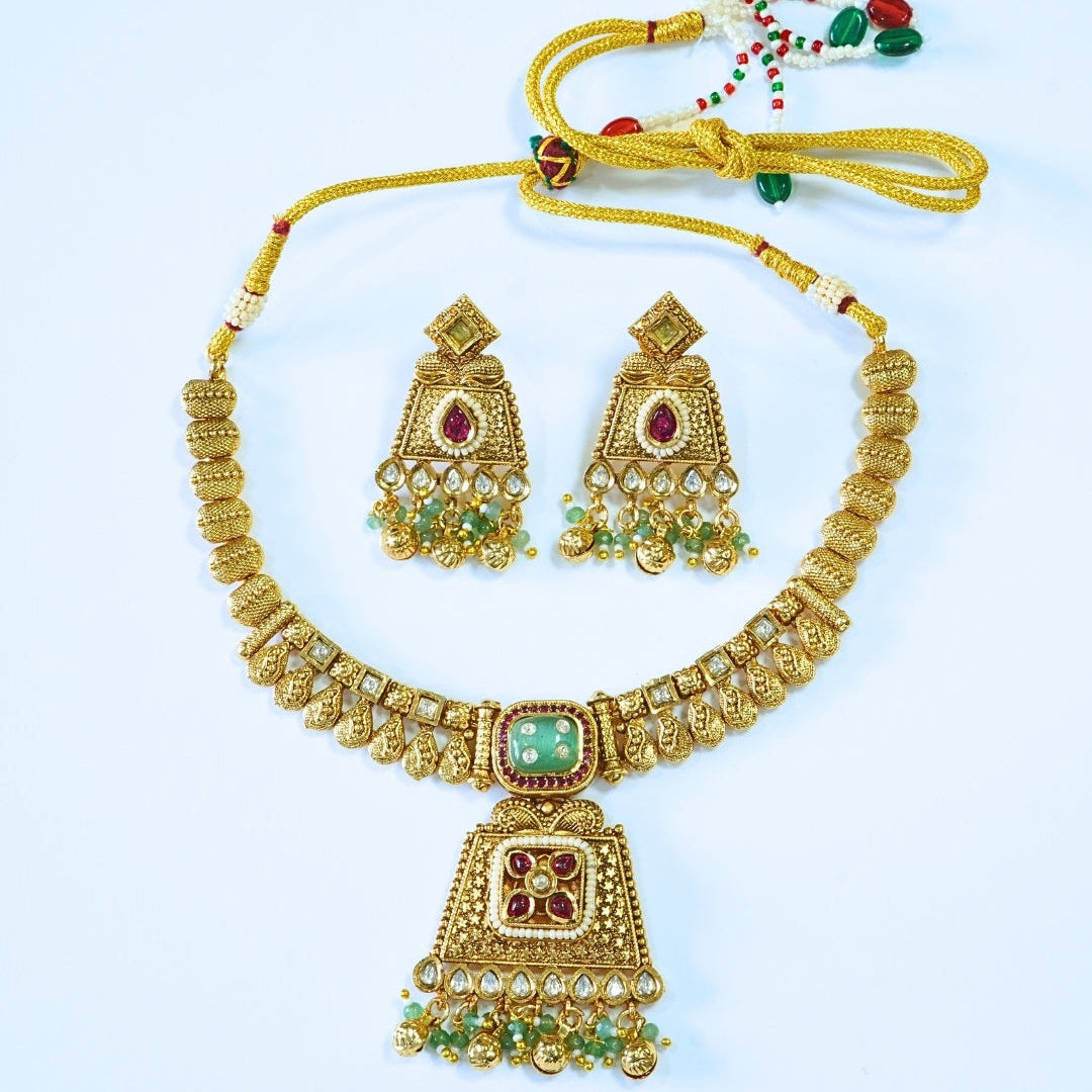 Traditional Kundan Studded Handcrafted Necklace Set