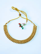 Elegant Broad Golden Beaded Necklace Set