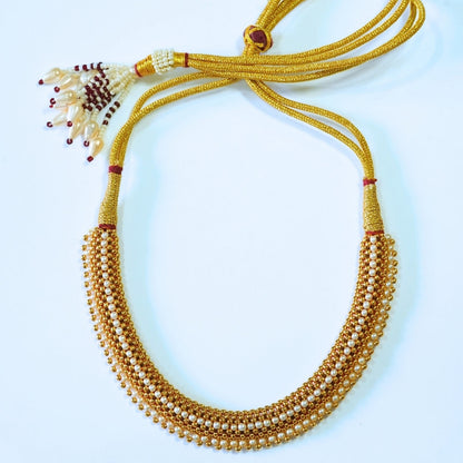 Traditional & Elegant Reversible Golden n White Beaded Necklace Set