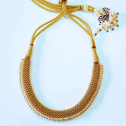 Traditional & Elegant Reversible Golden n White Beaded Necklace Set