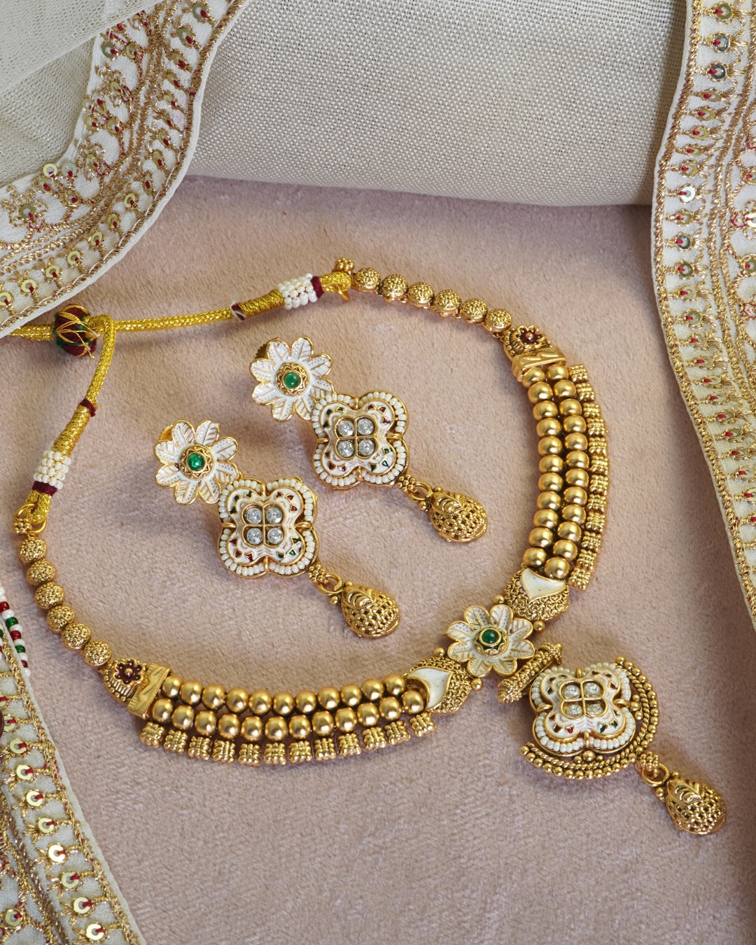 Meenakari Beaded Gold-Plated Necklace Set