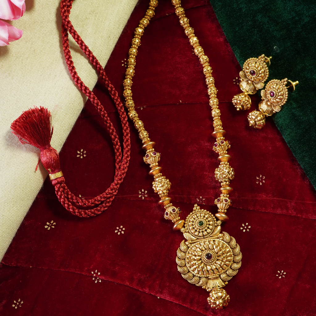 Traditional Antique Gold Plated Pendant Set