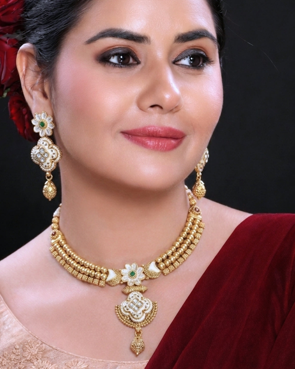Meenakari Beaded Gold-Plated Necklace Set