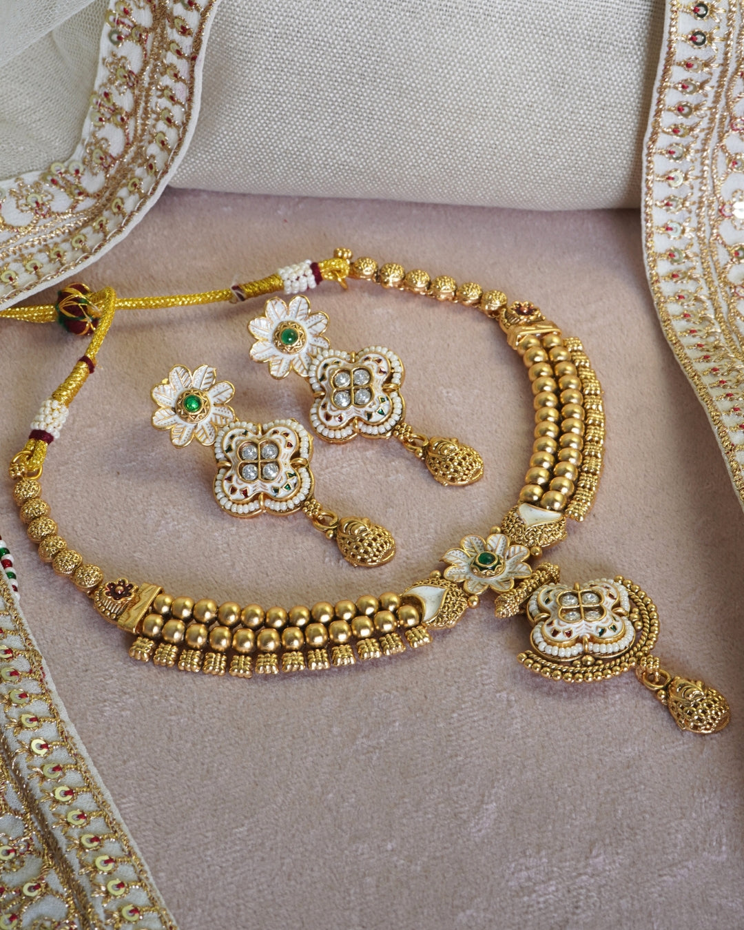 Meenakari Beaded Gold-Plated Necklace Set