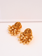 Vintage Laxmi Traditional Studs with White Pearls in 22KT Matte Gold