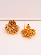 Vintage Laxmi Traditional Studs with White Pearls in 22KT Matte Gold