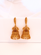 Artistic Laxmi Brass Temple Jhumka with 22KT in Matte Gold
