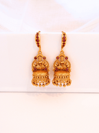 Radiant Linear Faux Ruby Studded Laxmi Jhumka Earrings