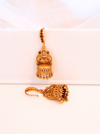 Radiant Linear Faux Ruby Studded Laxmi Jhumka Earrings