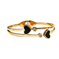 Heart Shaped Black Stone Zirconia Studded Rose Gold Plated Bracelet