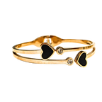 Heart Shaped Black Stone Zirconia Studded Rose Gold Plated Bracelet