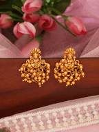 Vintage-Inspired Laxmi Studs in 22KT Matte Gold Finish