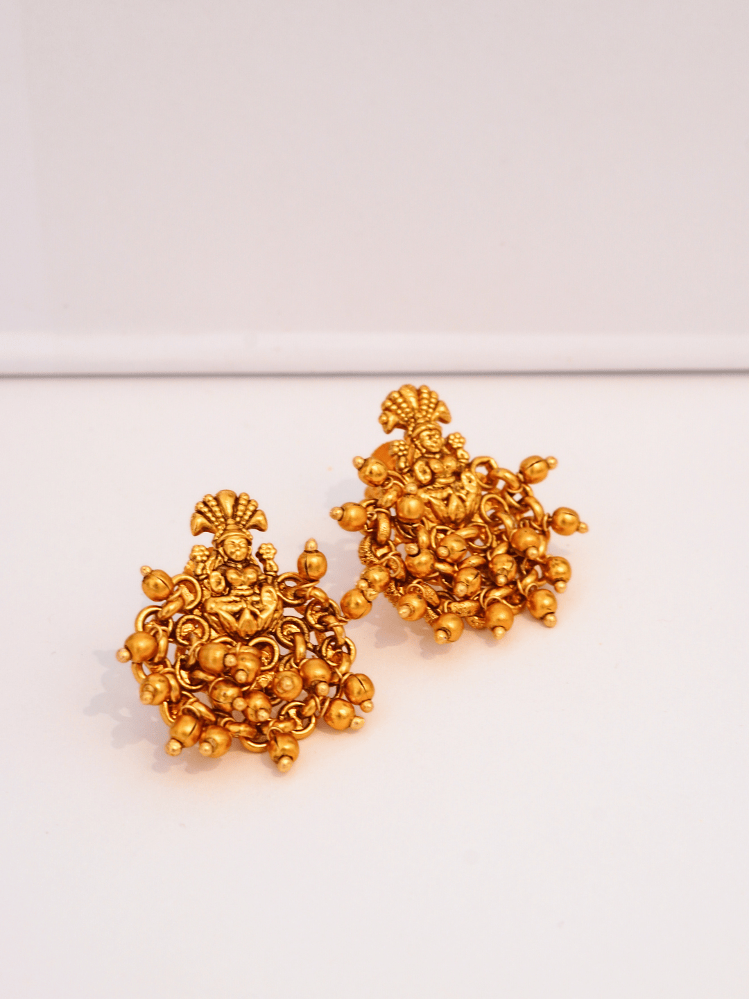 Vintage-Inspired Laxmi Studs in 22KT Matte Gold Finish