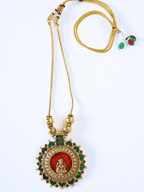 Vibrant Kemp Stone Studded Laxmi Temple Necklace Set