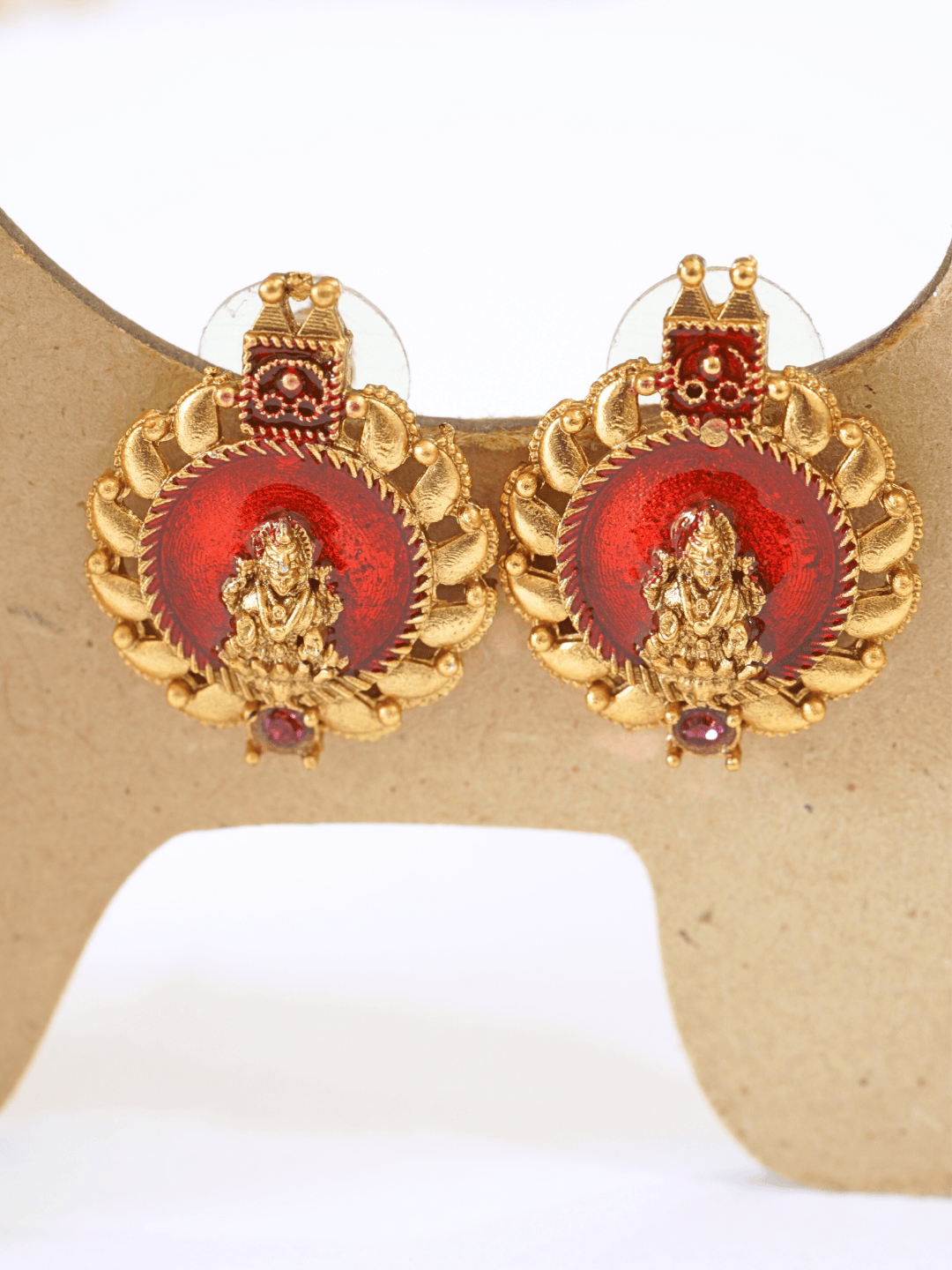 Vibrant Kemp Stone Studded Laxmi Temple Necklace Set
