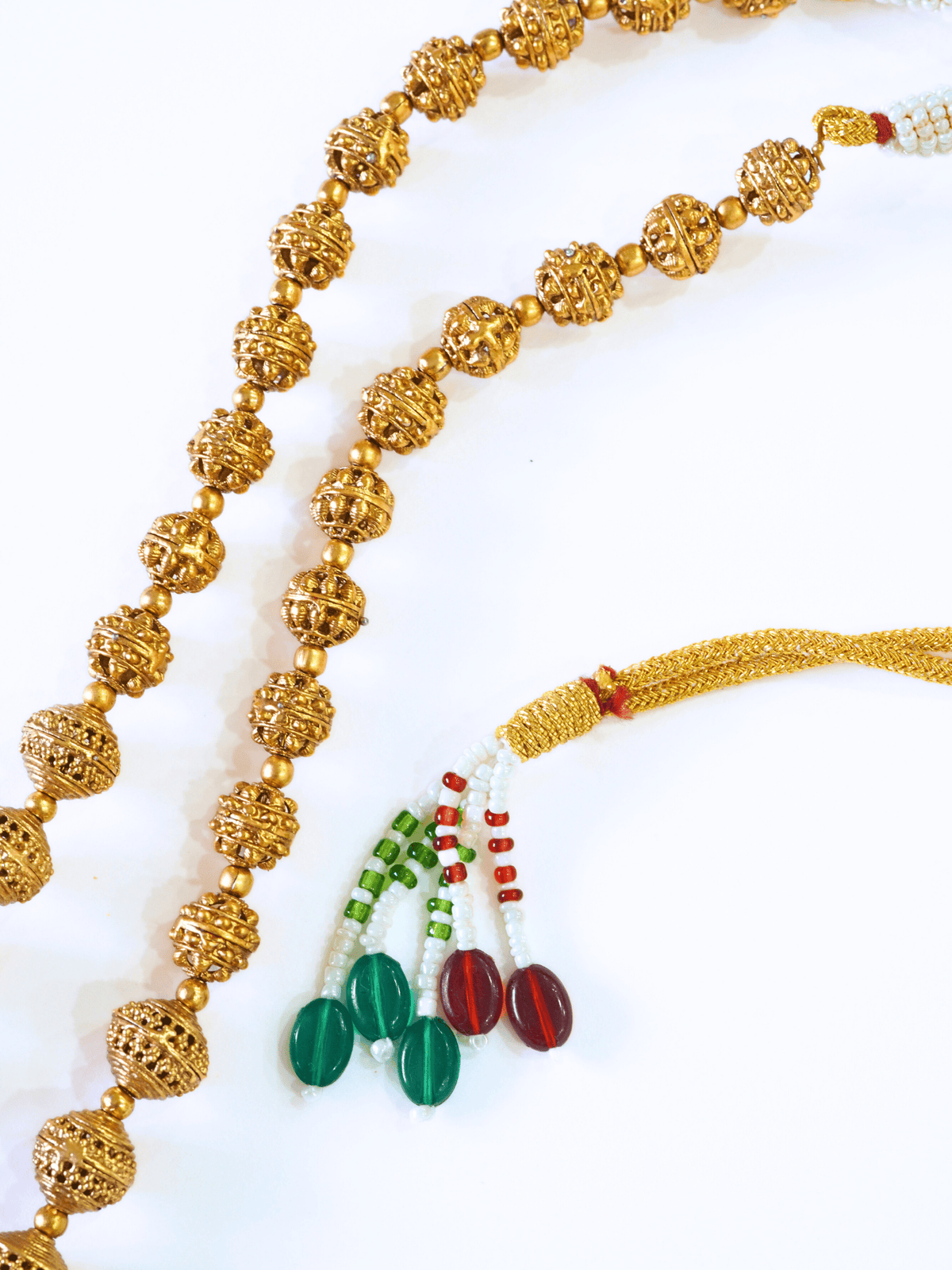 Gold Plated Beaded Laxmi Necklace Pendant Set