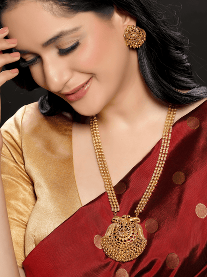 Beatific Glory Heavy Laxmi Temple Necklace Set