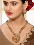 Premium Antique Finish Divine Laxmi Temple Necklace Set