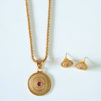 Ruby Studded Statement Pendant Set