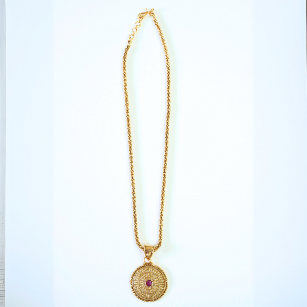 Ruby Studded Statement Pendant Set