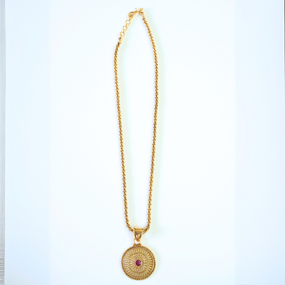 Ruby Studded Statement Pendant Set
