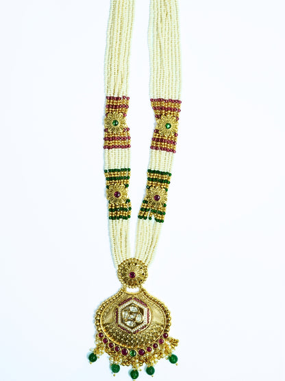 Tradition Defining Long Pearl Dew with Kundan Necklace Set