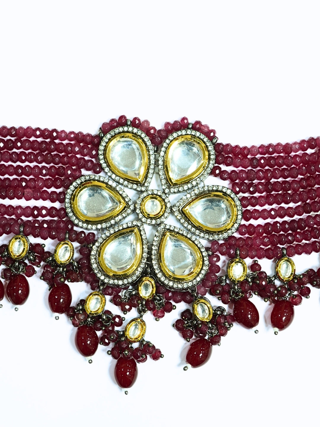 Royal Red Bold Kundan Choker Set