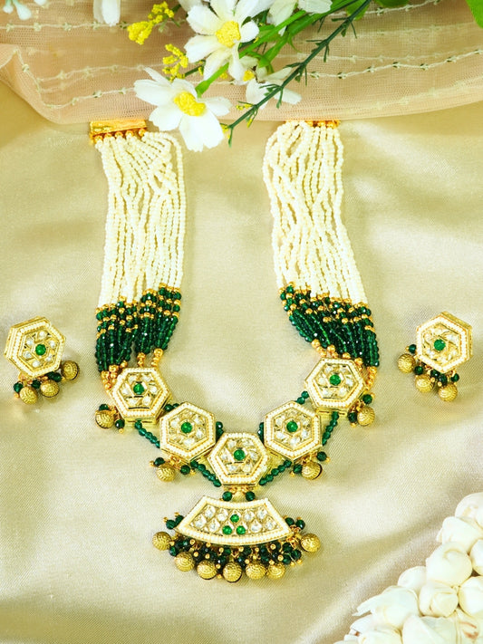 Green n Ivory Kundan Necklace Set