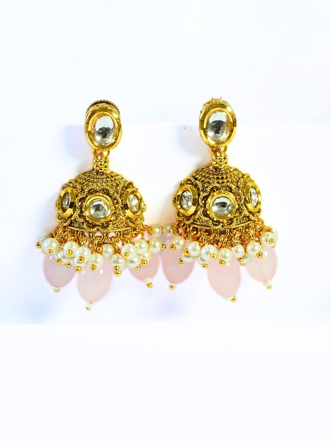 Three Layered Kundan n Pink Bold Motif Choker Necklace Set
