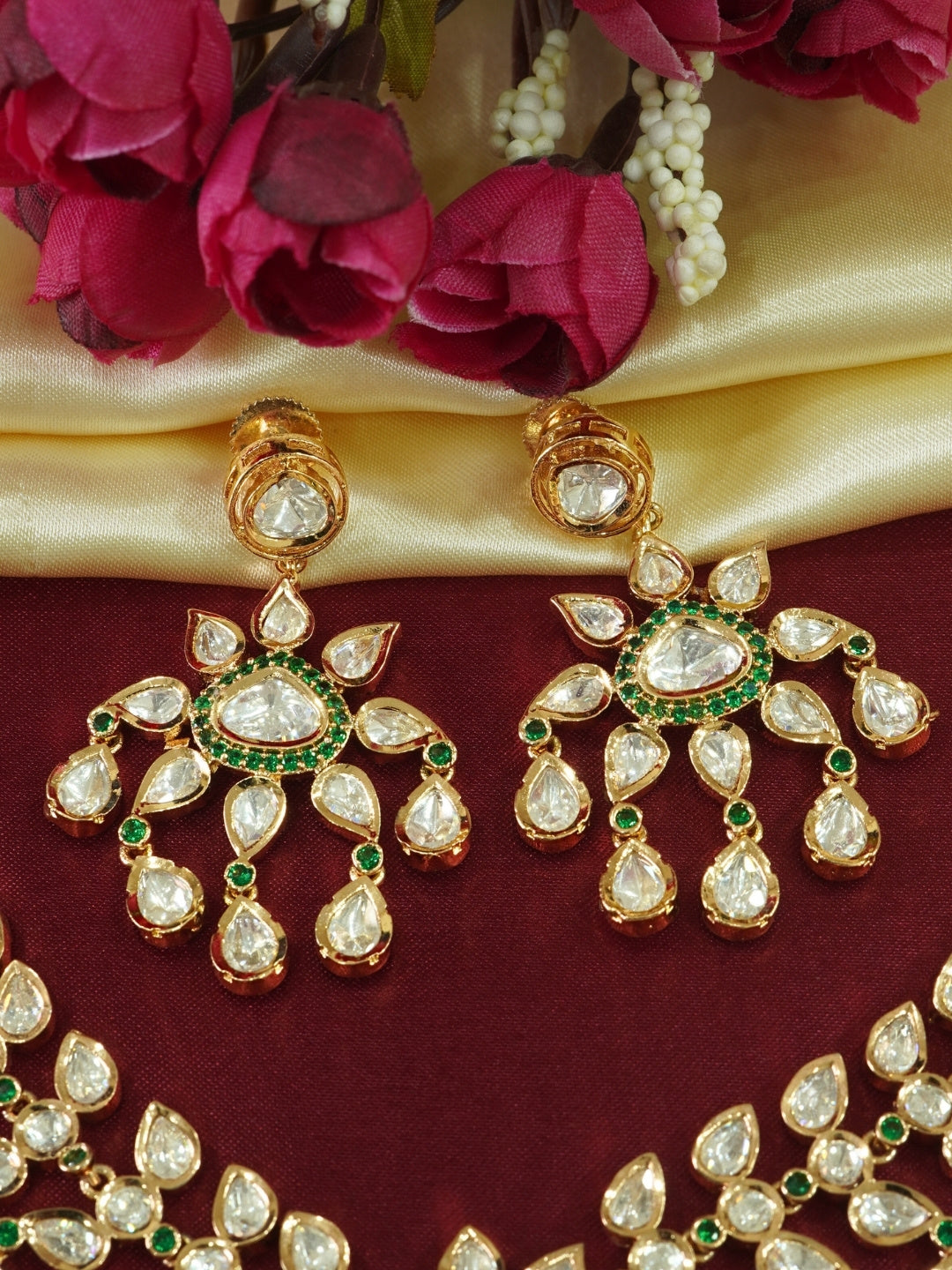 Floral Grace Gold-Toned Kundan Necklace Set