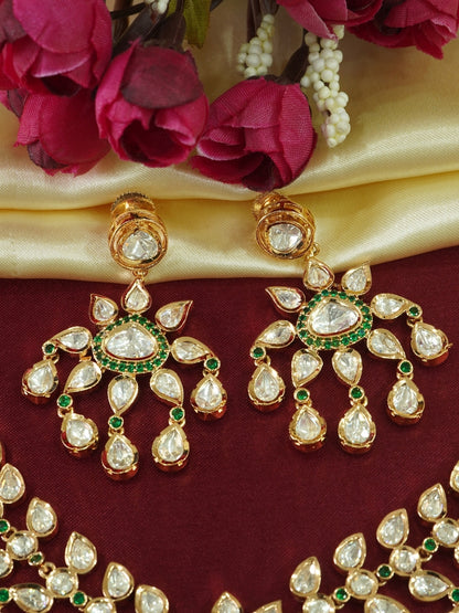 Floral Grace Gold-Toned Kundan Necklace Set