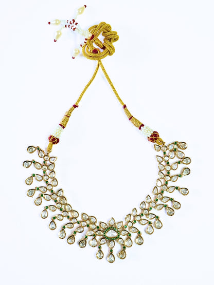 Floral Grace Gold-Toned Kundan Necklace Set