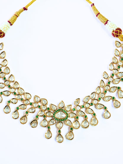Floral Grace Gold-Toned Kundan Necklace Set